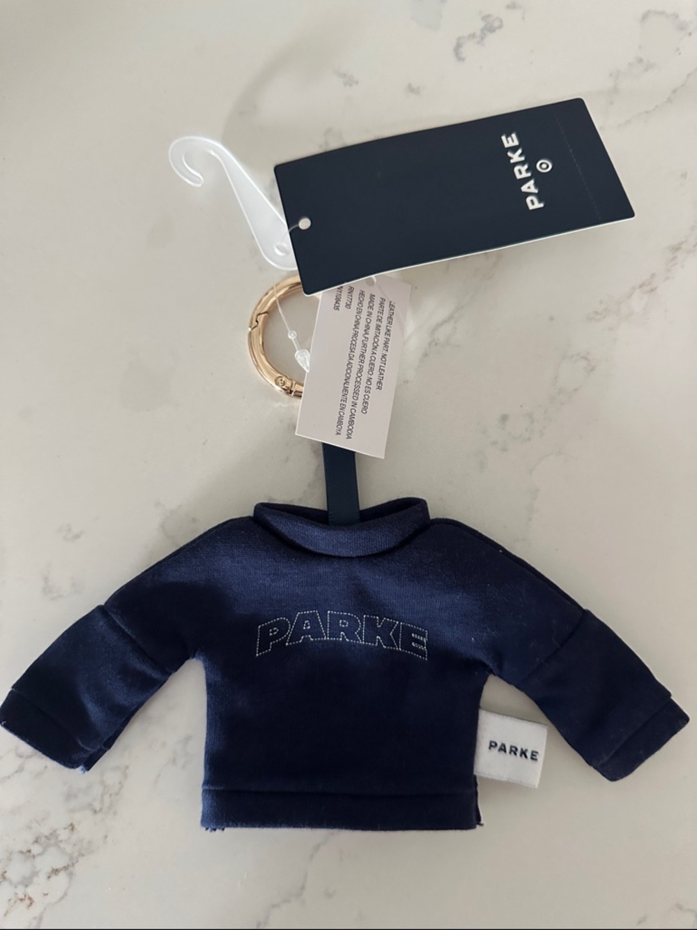 Parke x target Navy Mini Sweatshirt Charm with White Stitching